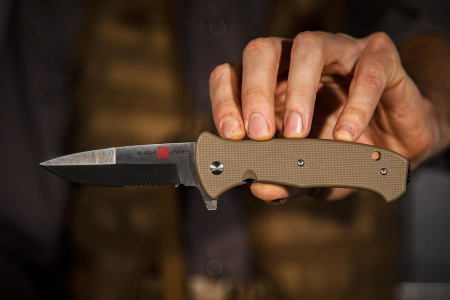 Нож складной AL MAR S.E.R.E. 2020 G 3,6" Combo (Coyote G10; клинок: сталь D2)